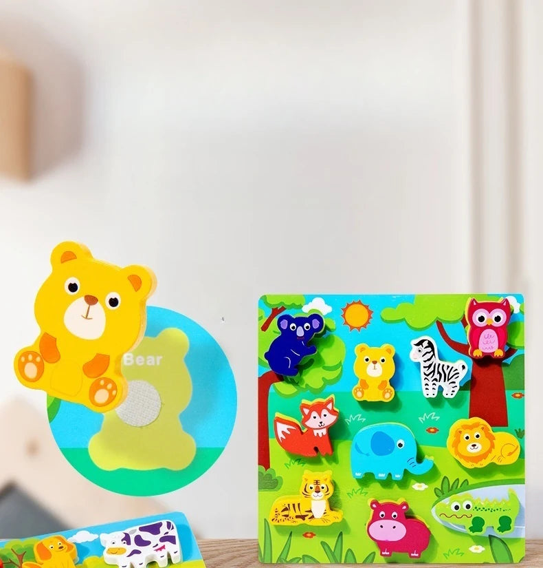 Children's 3D Puzzle Animal Transportation Sea Animal Fruits Early Education Fun DIY Paste Puzzle Toys for Kids Gifts