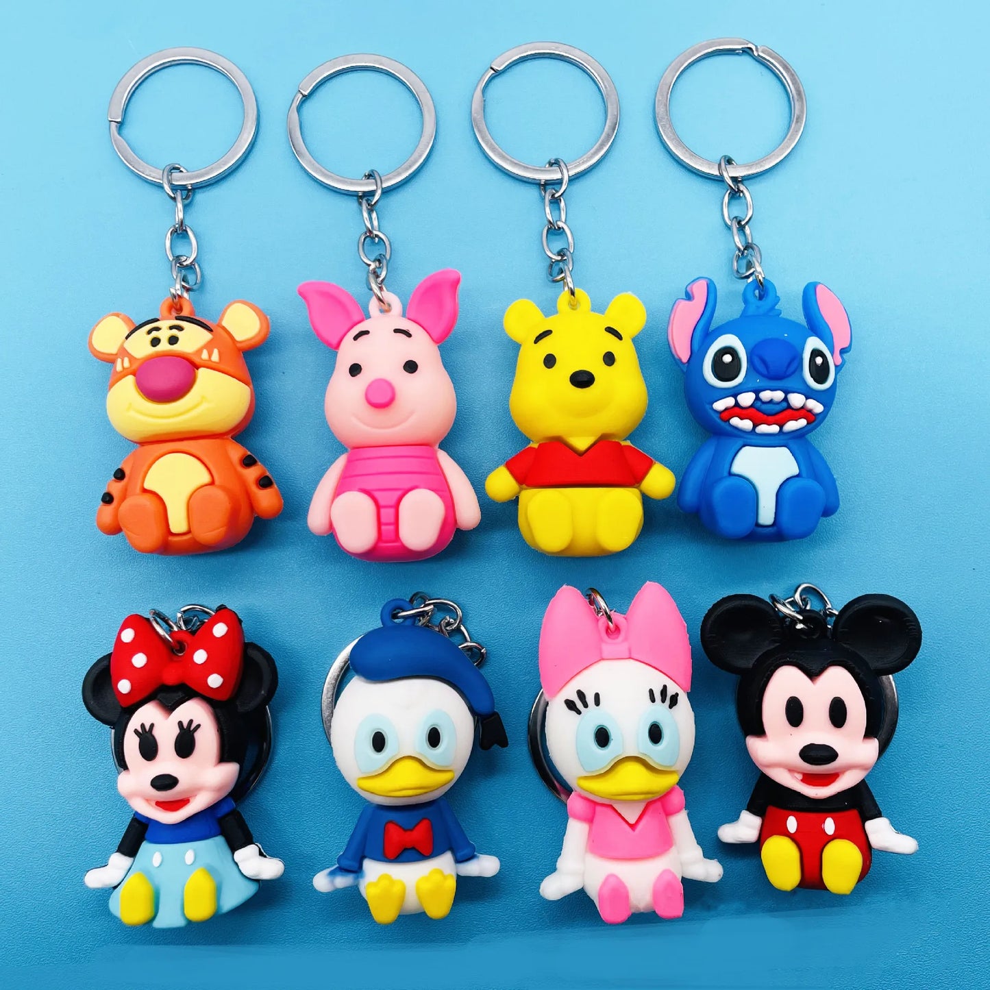 Anime Disney Keychain New Mickey Mouse Minnie Lilo & Stitch Doll Keyring Ornament Key Chain Car Pendant Kid Toys Gifts Wholesale