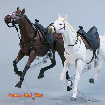 Figma 490 Brown White Black Yellow Horse Articulated Poseable Horse Model Toy Figure Diorama Display Set Scene Gift Collector