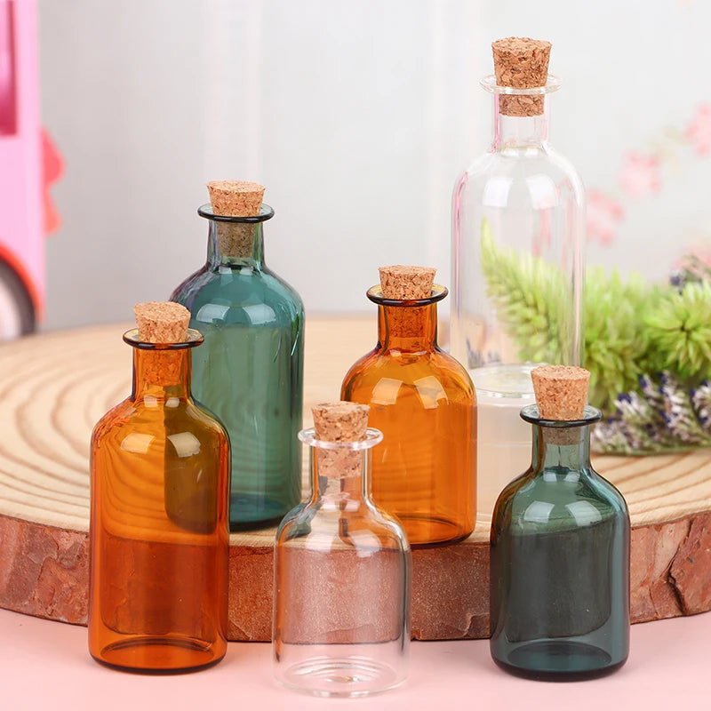 1:12 Dollhouse Miniature Mini Glass Bottle Cork Cover Storage Tiny Jar Vials Vase Decor Toy For Doll House