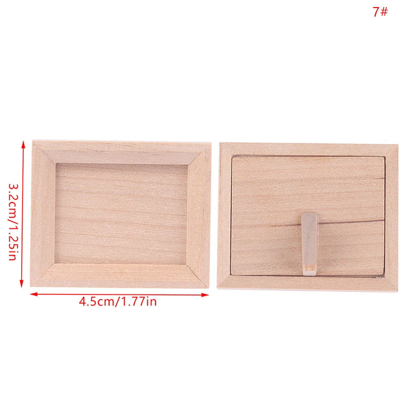 1:12 Dollhouse Miniature Photo Frame With Rear Cover Simulation Furniture Model Living Scene Decor Toy Doll House Accessories
