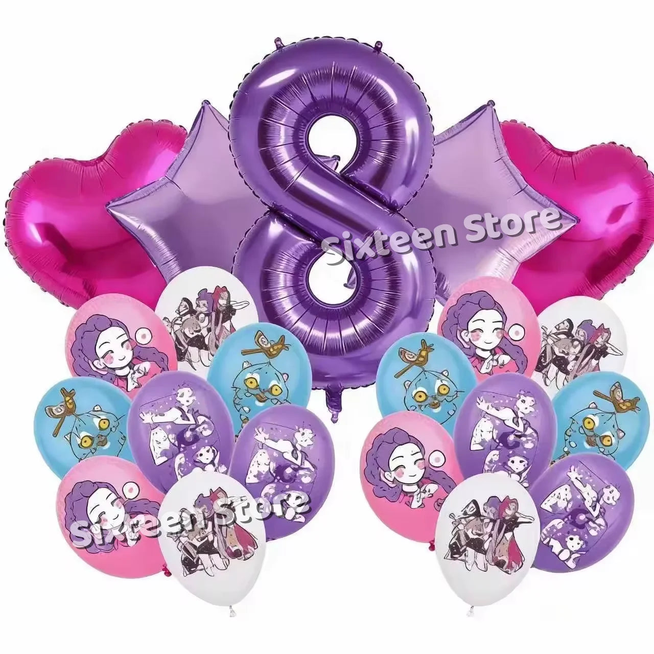 Demones Hunt Cartoon Anime Party Supplies Cutlery Set with Warrior Banner Plate Cake Topper K--Pop Cup for Birthday Party supply