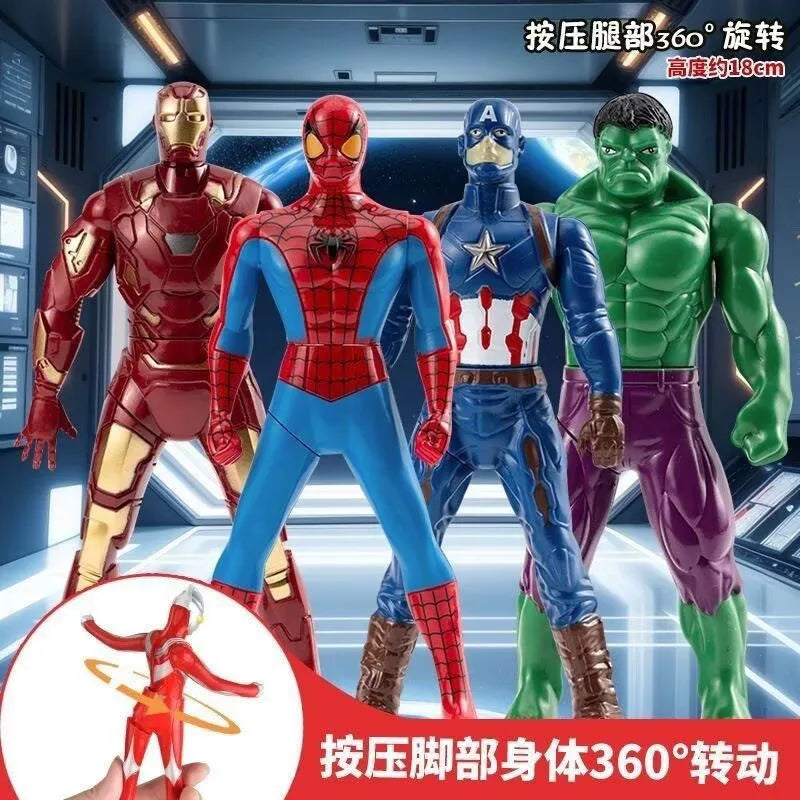 Brand new 18cm doll model Spider-Man figure, press-and-rotate Superman, Steve Rogers collectible, children's toy gift