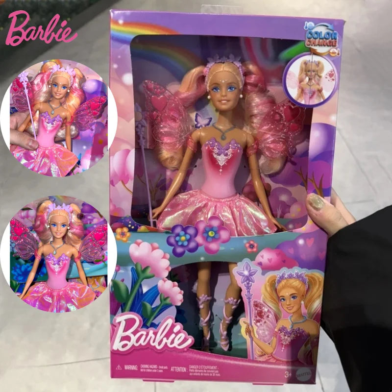 Pre sale new Genuine Barbie Princess Doll Color Changing Dream Butterfly Fairy Toy Girls Dolls Collectible Figures Birthday Gift