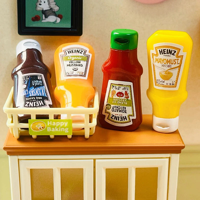 10Pcs Dollhouse Miniature Strawberry Sauce Jam Jar Kitchen Food Accessories For Doll House Decor Kids Pretend Play Toys Gift