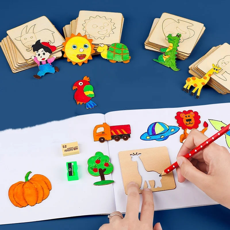 20pcs DIY Drawing Tools Children's Beginner Graffiti Drawing Templates Girls' Children's Puzzle Toys Montessori Teaching Aids