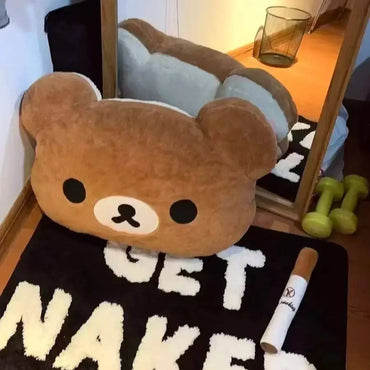 60CM Rilakkuma Plush Pillow Soft Fluffy Stuffed Bear Doll Cushion Backrest For Bedroom Sofa Bedside Cute Birthday Gift For Girls