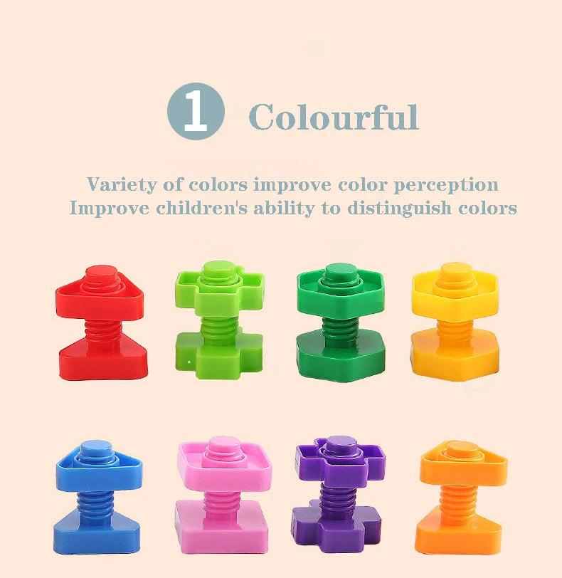 10/20pcs Set Screw Building Blocks Creative Mosaic Puzzle Toys For Children Plastic Insert Blocks Nut Shape Boys Educational Toy