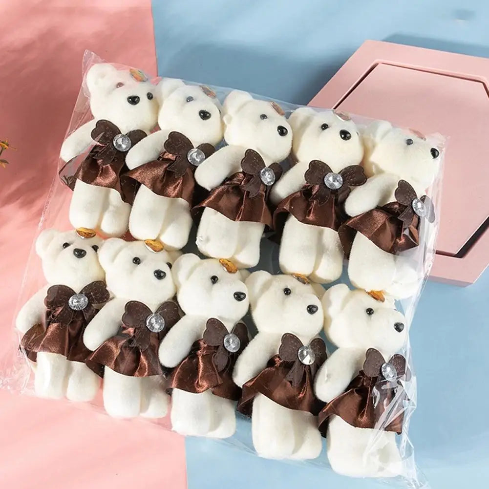 10Pcs/Lot Soft Stuffed Bear Plush Toys Mini Teddy Bear Dolls Toy Small Gifts Bag Pendant Teddy Doll Keychain Keyring Gifts