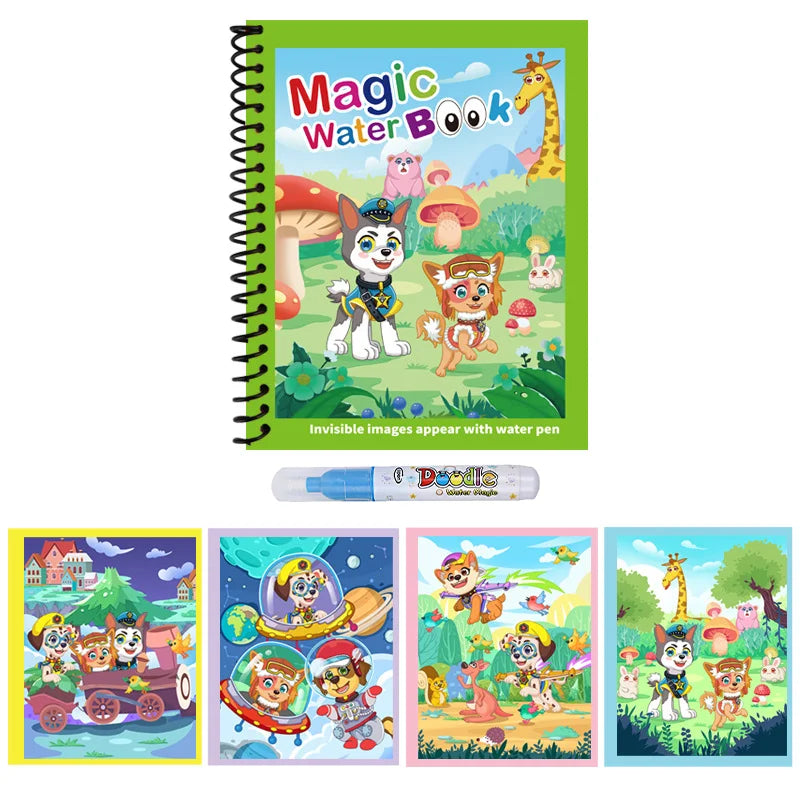Cartoon Watercolor Painting Magic Book Kids Educational Magic Water Coloring Book Sensory Early Education Puzzle Drawing Toys