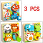 4-in-1 Wooden Toys 3D Wood Puzzle Cartoon Animals Cognitive Jigsaw Puzzle Early Learning Educational Toys For Children Gift