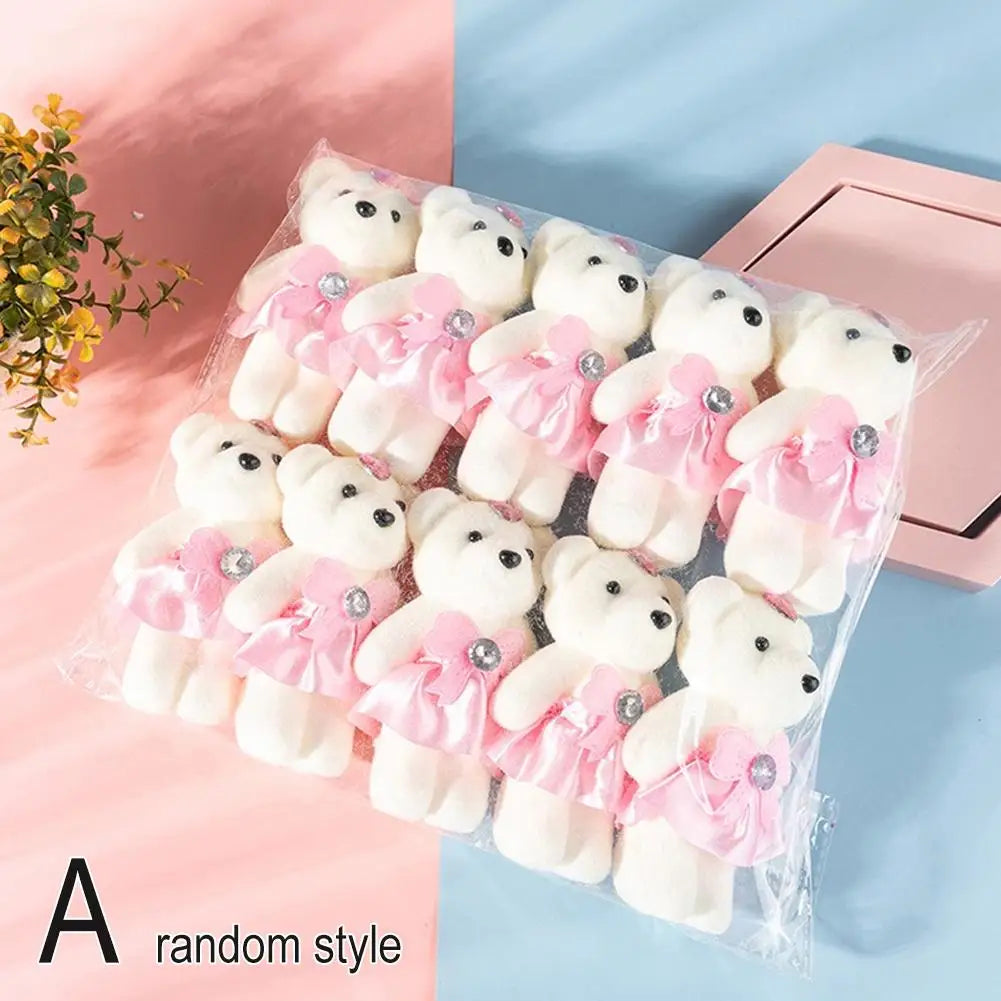 10Pcs/Lot Soft Stuffed Bear Plush Toys Mini Teddy Bear Dolls Toy Small Gifts Bag Pendant Teddy Doll Keychain Keyring Gifts