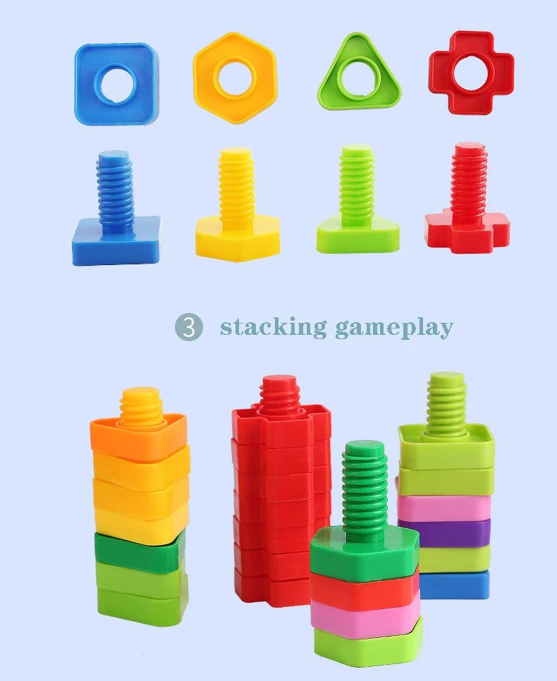 10/20pcs Set Screw Building Blocks Creative Mosaic Puzzle Toys For Children Plastic Insert Blocks Nut Shape Boys Educational Toy