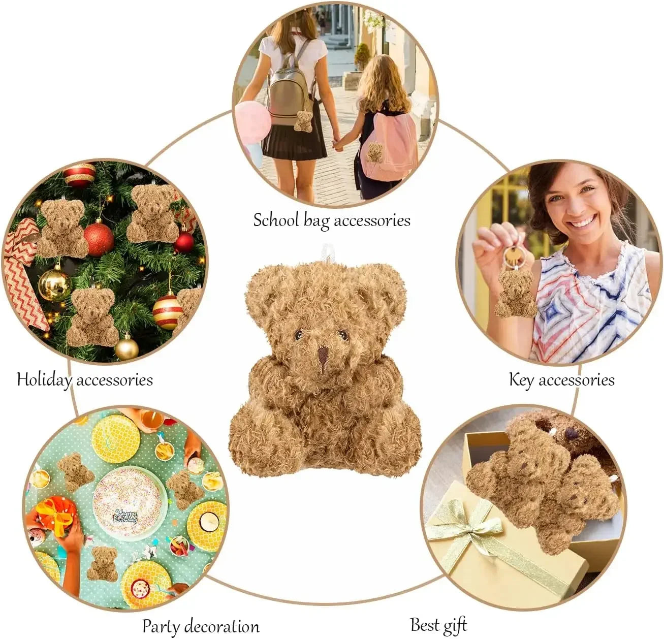 10-100Pcs Plush Mini Teddy Bear 4Inch Stuffed Animals Tiny Bears Mini Bear Soft Bear Doll for Party Favor DIY