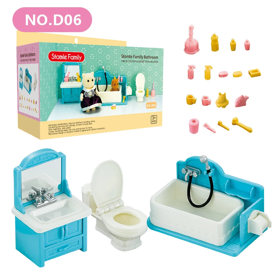 Forest Family Doll 1:12 Dollhouse Kitchen Accessories Mini Model Reindeer Animal Miniature Furniture Pretend Play For Girl Gifts