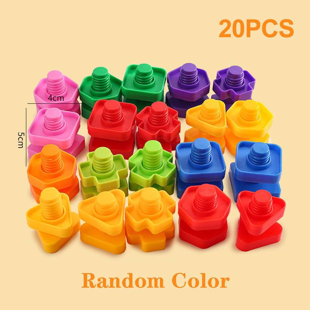 10/20pcs Set Screw Building Blocks Creative Mosaic Puzzle Toys For Children Plastic Insert Blocks Nut Shape Boys Educational Toy