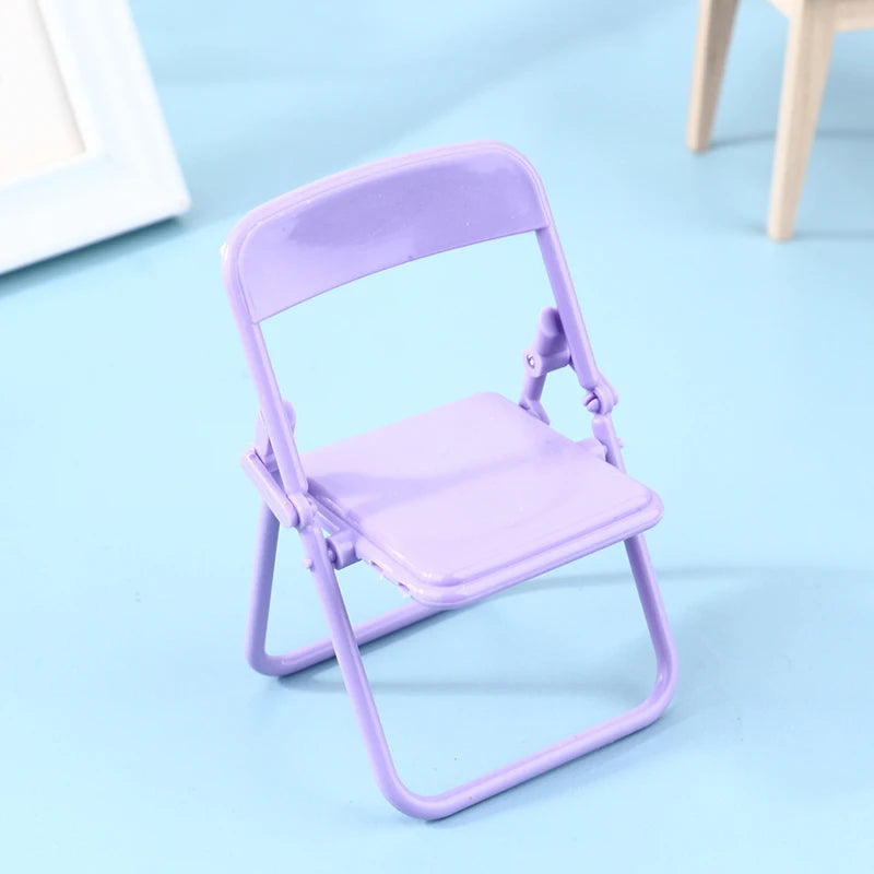 1Pc Mini Chair 1:12 Dollhouse Miniature Chair Plastic Armchair Folding Chair Simulation Furniture Doll House Decor Accessories