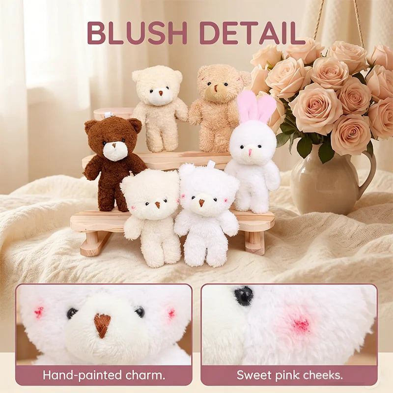 10 Pcs Mini Stuffed Plush Bears Cute Animal Tiny Bear Doll Toy Keychain Bag Pendant Ornament Soft Stuffed Toy Girl Party Gift