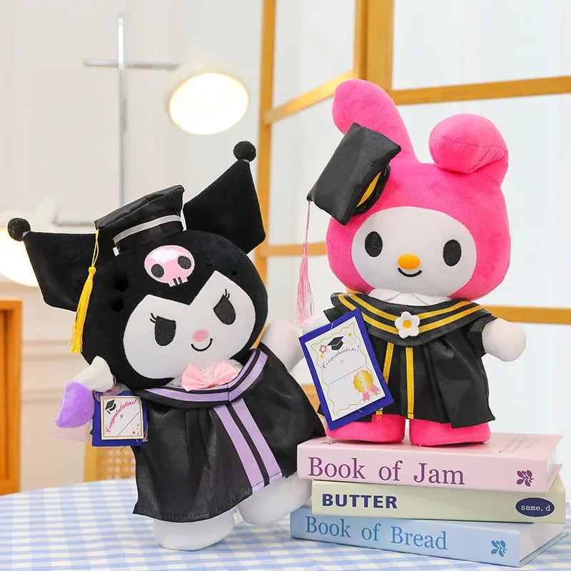 25cm Sanrio Anime Plush Doll Cinnamoroll My Melody Kuromi Hello Kitty Kawaii Soft Stuffed Graduation Gifts