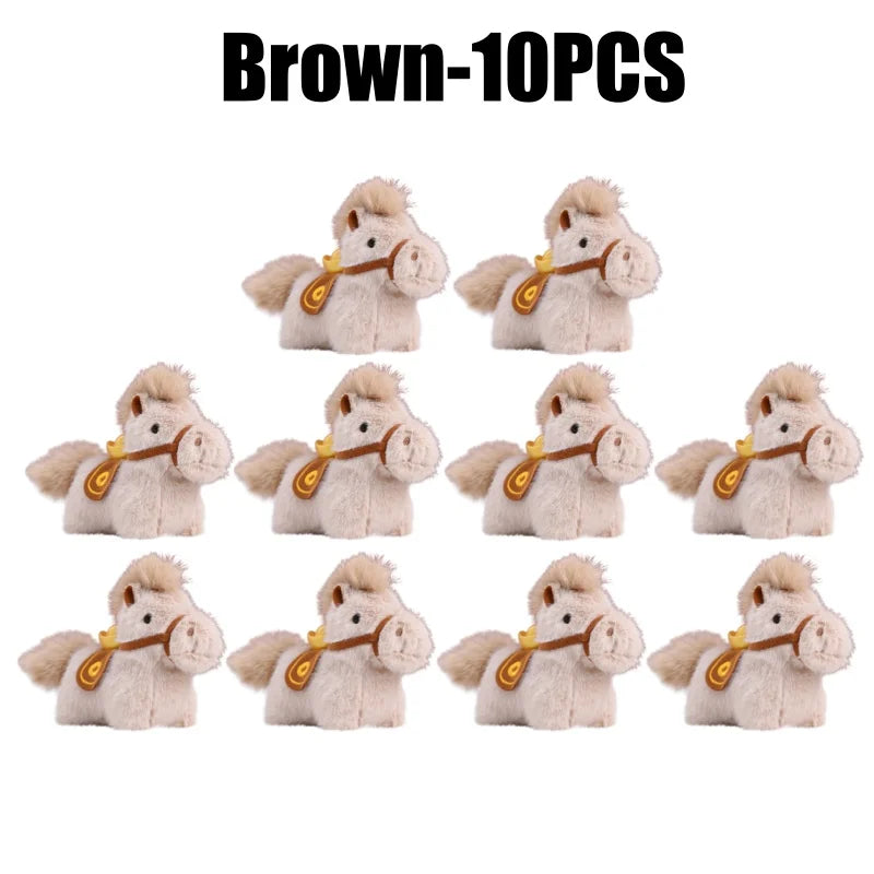 Year of Horse Mascot Plush Keychain Fluffy Pony Doll Soft Toy Bag Charm New Year Gift For Christmas Holiday Celebration