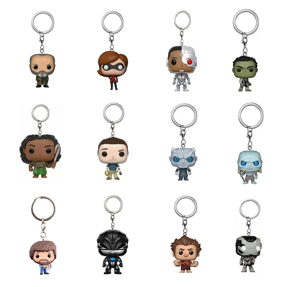Disney Pixar Pocket Keychain The Incredibles ELASTIGIRL WRECK-IT RALPH MOANA MAUI Figure Model Toys for Children Christmas Gifts