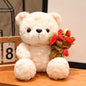 Lovely 16/25CM Bear Plush Toy Romantic Red Heart Rose Bear Doll Cute Soft Holding Flowers Bear Doll Home Decoration