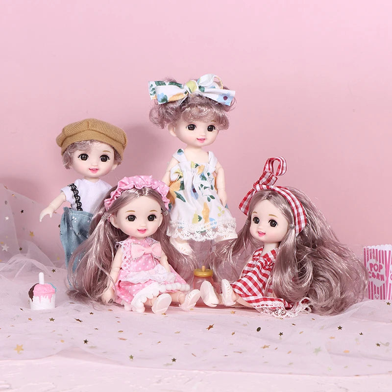 17cm Mini Doll 13 Movable Joint Doll With 3D Big Eyes DIY Toy Doll With Clothes Dress Up 1/12 Fashion Doll Children Girls Gift