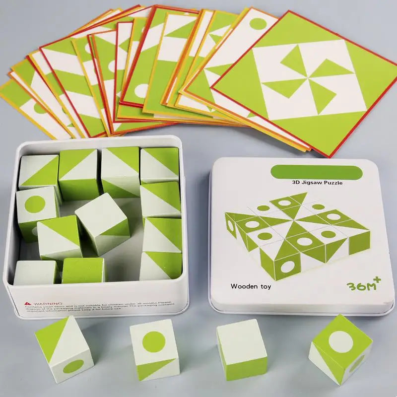 3D Puzzle Wooden Space Thinking Imagination Logic Games Spell Word Toy Children's Math Educational Toys BoardGifts For Kids DIY