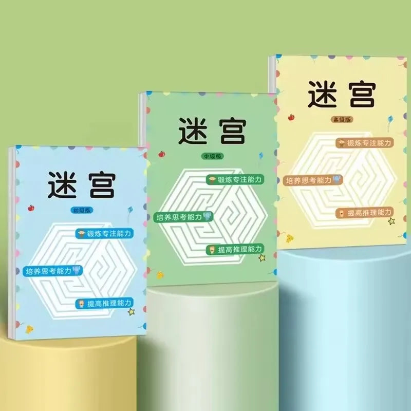 1/4Pcs Leveled Maze Challenge Book 64 Pages Kids Concentration Attention Training Intellectual Development Educational Gifts Toy