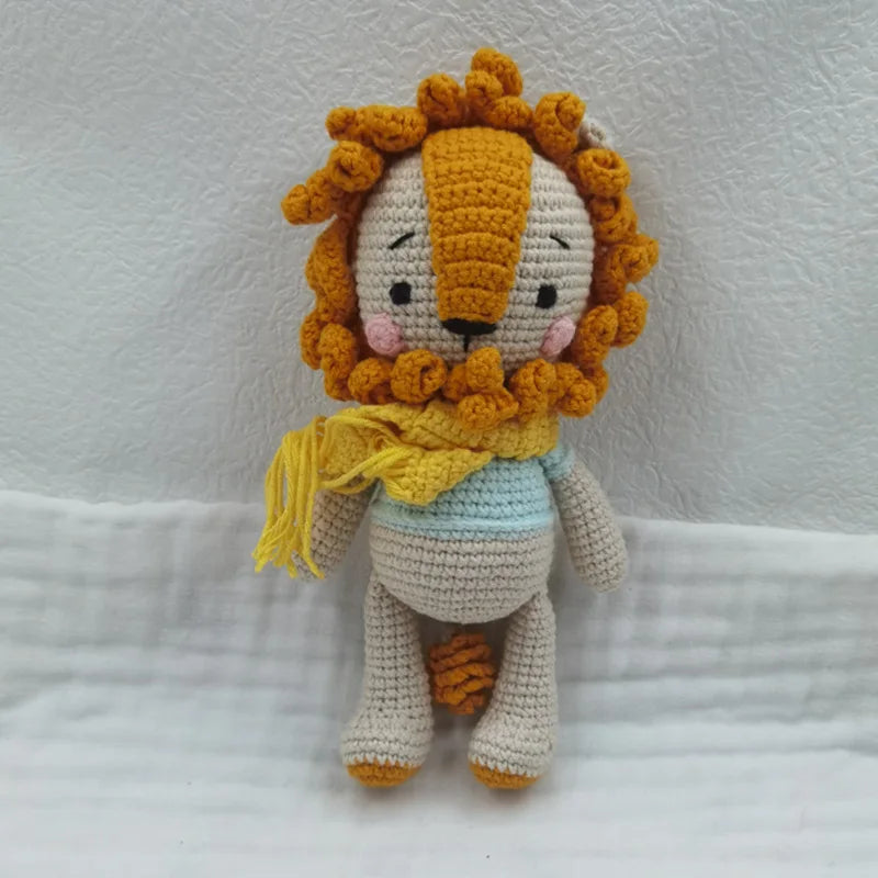 Amigurumi Elephant Lion Doll Baby Stuffed Animal Doll kawaii Handmade Knitted Plush Lion Toy Newborn Accompany Doll Room Decor