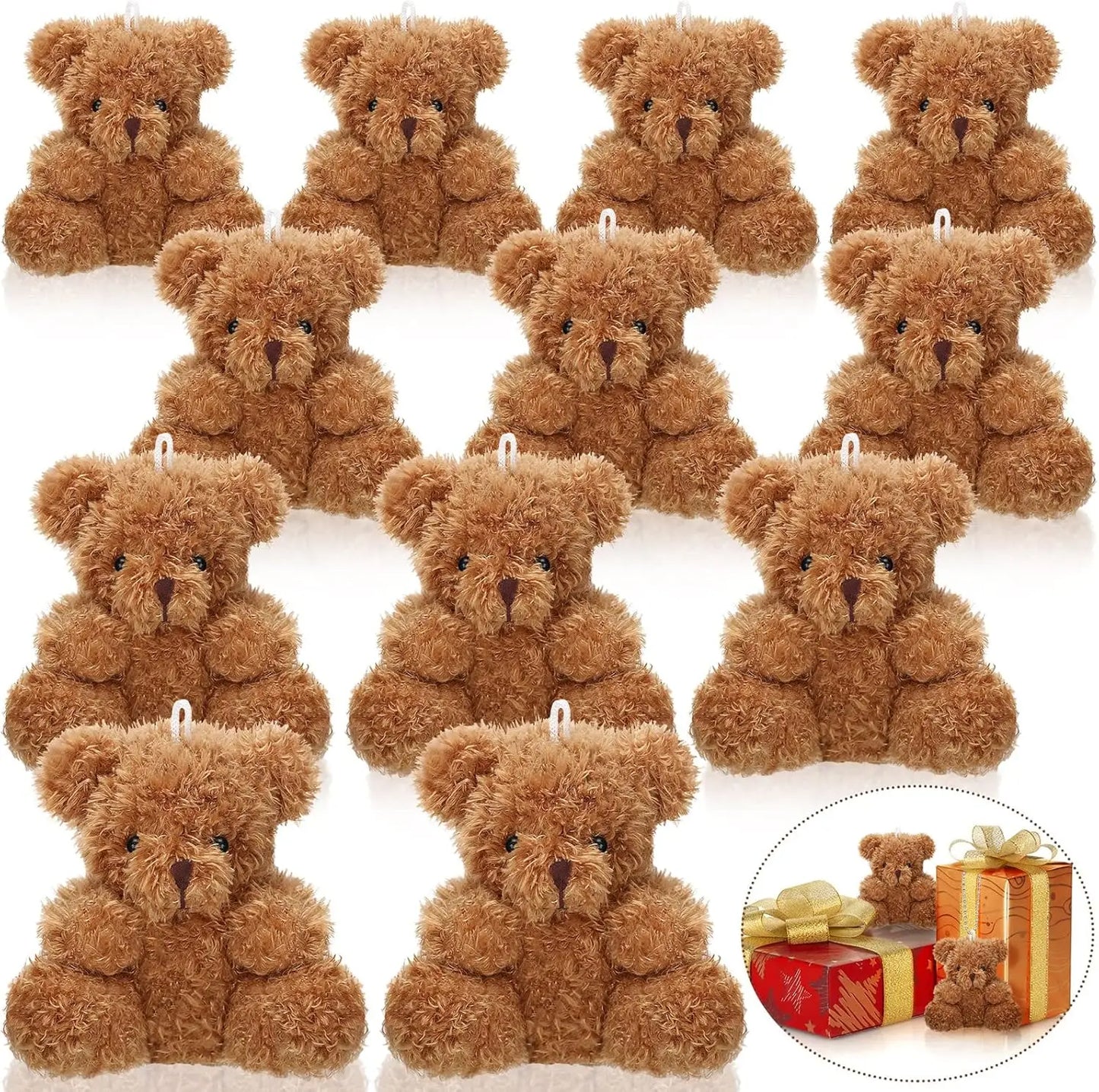 12-96PCS Mini Bear Plush Stuffed Small Teddy Bear Bulk Animal Toy Bear Doll Keychain for Baby Shower Birthday Gifts Party Favors