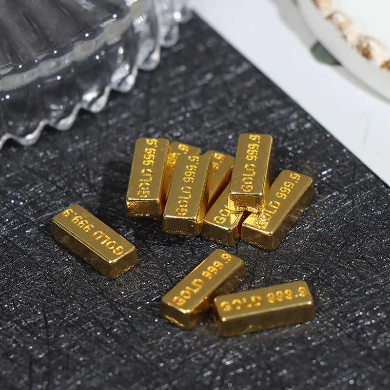 10pcs/set 1:12 Dollhouse Miniature Gold Bars Coin Model Doll House Decor Toys