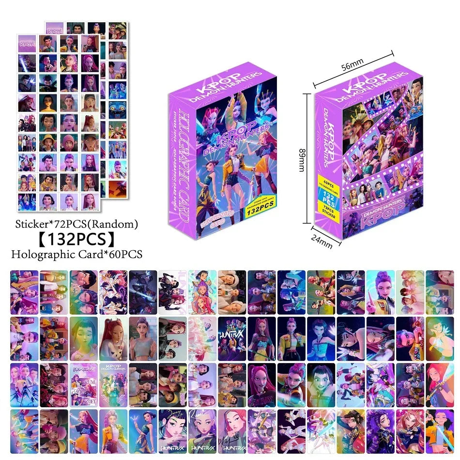 132Pcs/Box Anime Kpop Devil Hunter Collectible Card Set Gaming LOMO Cards Lase Holographic Card Children's Toy Birthday Gift