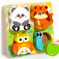 4-in-1 Wood Puzzle 3D Safe Animals Cognitive Jigsaw Puzzle Portable Cartoon Early Learning Puzzle Set Children Educational Toys