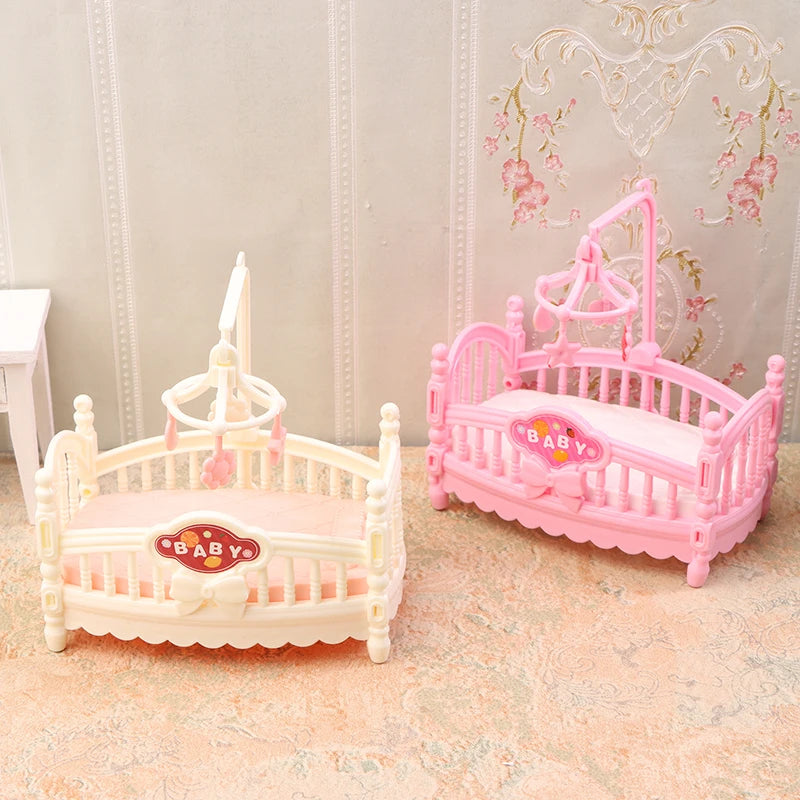 1Pcs 1:12 Dollhouse Simulation Mini Crib Baby Bed Model Dollhouse Bedroom Furniture Decoration Dolls House Accessories