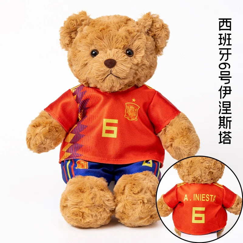 35cm Football Bear Plush Toy Cuddly Teddy Bear Soft  Stuffed Plush Animal Teddy Bear Doll Detachable jersey
