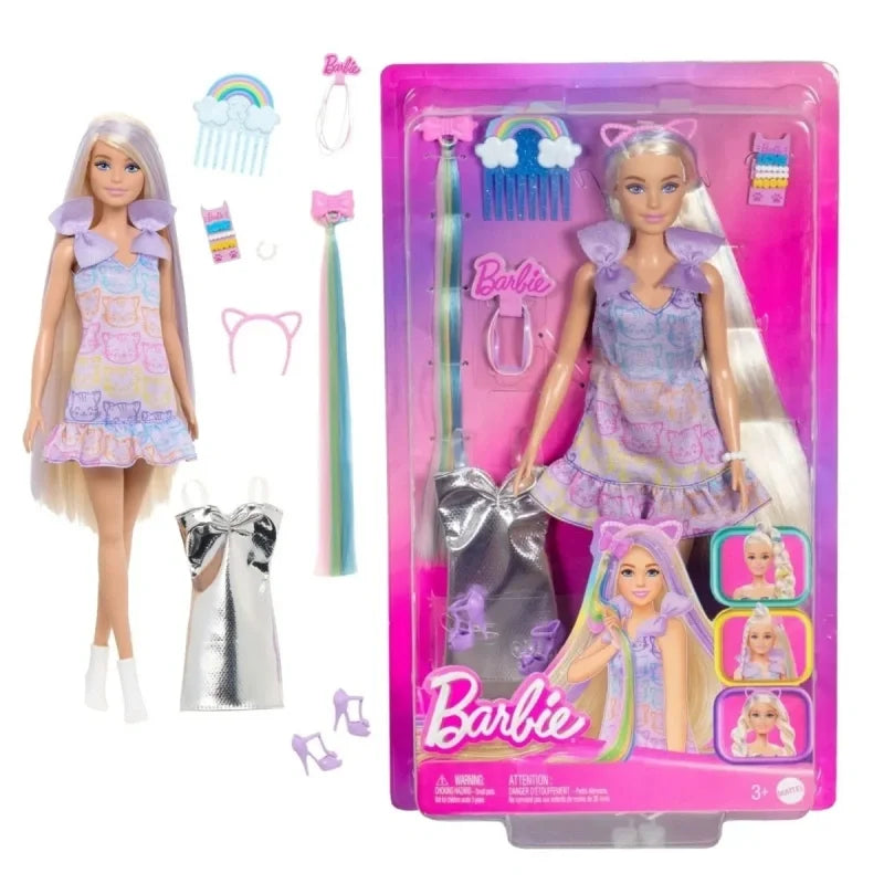 Barbie Jct72 Hair Braiding Fashion Doll Playset With Interchangeable Outfits Dress Up Pretend Play Toy Collectible Ornament Gift