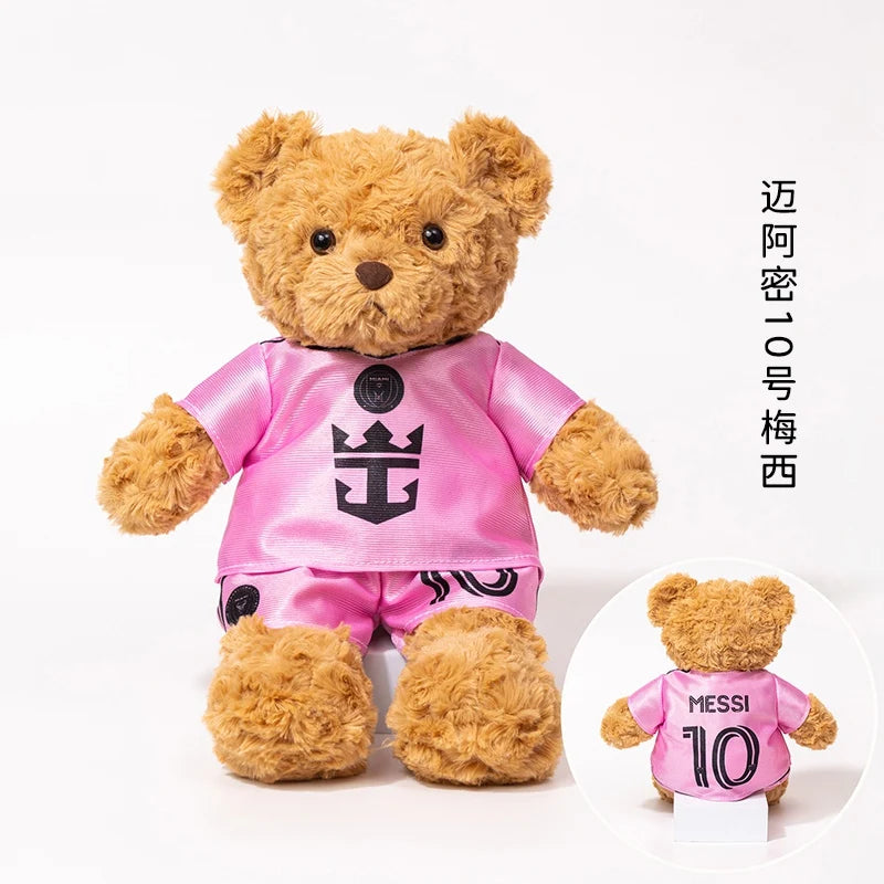35cm Football Bear Plush Toy Cuddly Teddy Bear Soft  Stuffed Plush Animal Teddy Bear Doll Detachable jersey