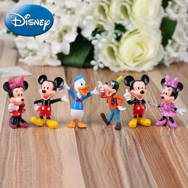 6Pcs/Set Disney GK Mickey Mouse Minnie Goofy Plut Donald Duck Daisy Anime Character PVC Model Toy Collection Ornaments Xmas Gift
