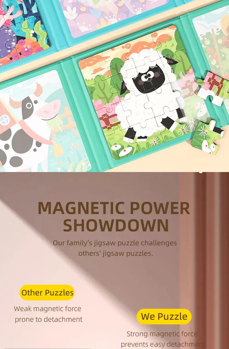 New Kids Magnetic Puzzle Games - Quiet Cartoon Animal Jigsaw Book Montessori Baby Educational Toy Early Learning Children's Gift