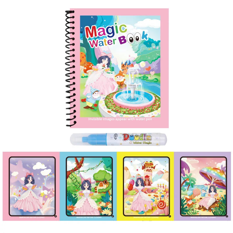 Cartoon Watercolor Painting Magic Book Kids Graffiti Coloring Water Picture Book Sensory Early Education Puzzle Drawing Toys