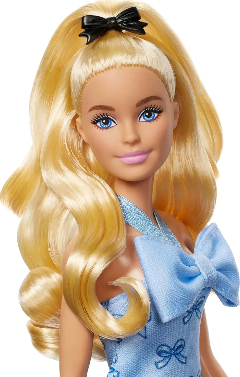 Genuine Barbie Fashionistas Blonde Wavy Ponytail Blue Bow Halter Skirt 1/6 Dress Up Doll Toys for Girl Clothes Shoes Accessories