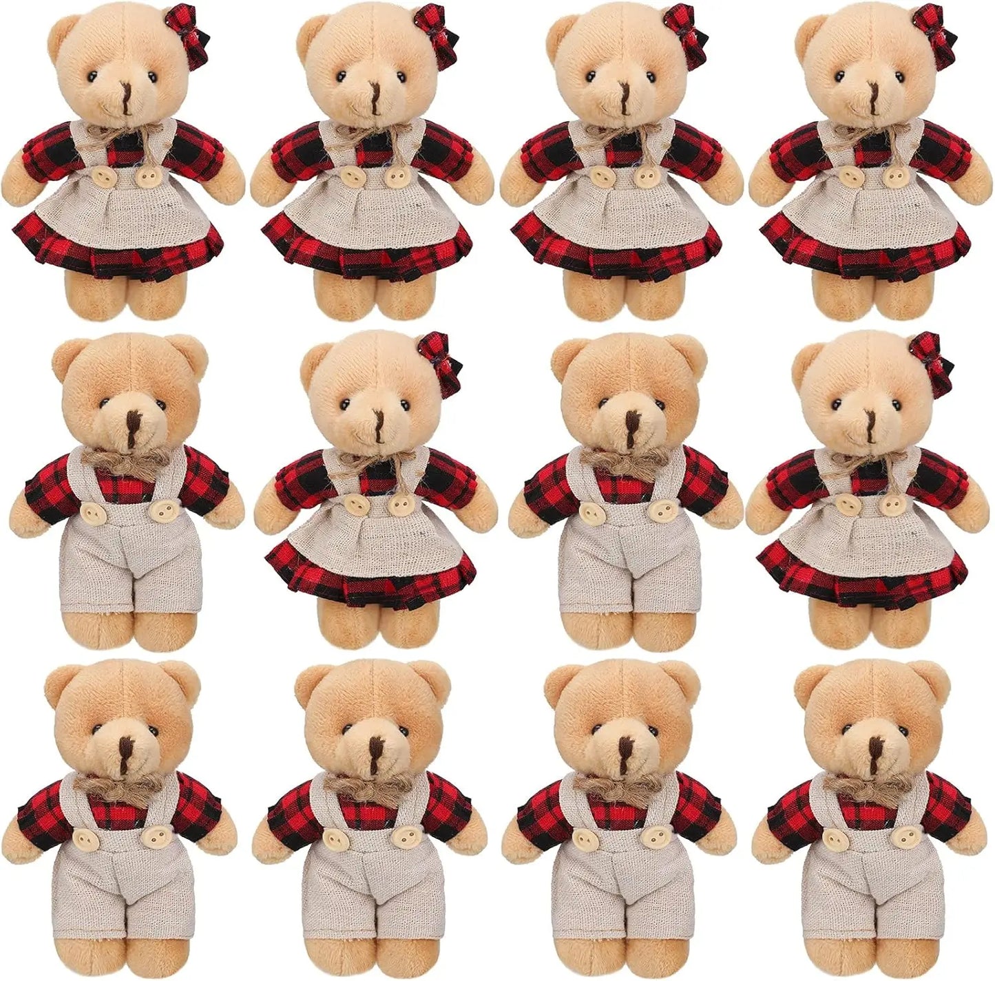 12-48Pcs Mini Joint Teddy Bear Stuffed Animal Plush Toys Wedding Gift Box Doll Toy for Birthday Cake Wedding Decor Party Favors