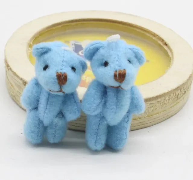 20pcs Kawaii Small Bears Plush Toys 4cm Mini Teddy Bear Stuffed Plush Dolls For Girl Keychain Joint Movable Bear Children Gift