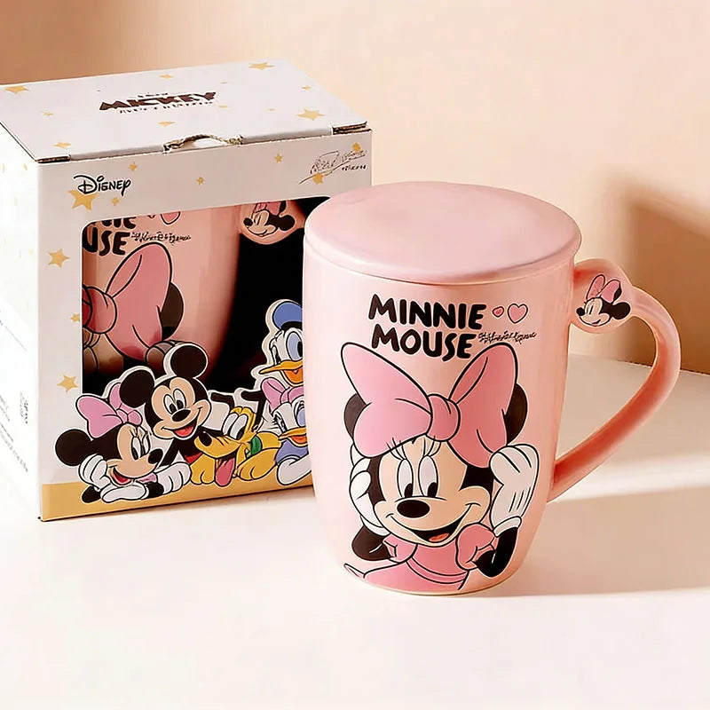 Mickey Mouse Collaboration Cartoon Mug with Lid Durable Student Drinkware Household Breakfast Milk Cup Elegant Gift Box