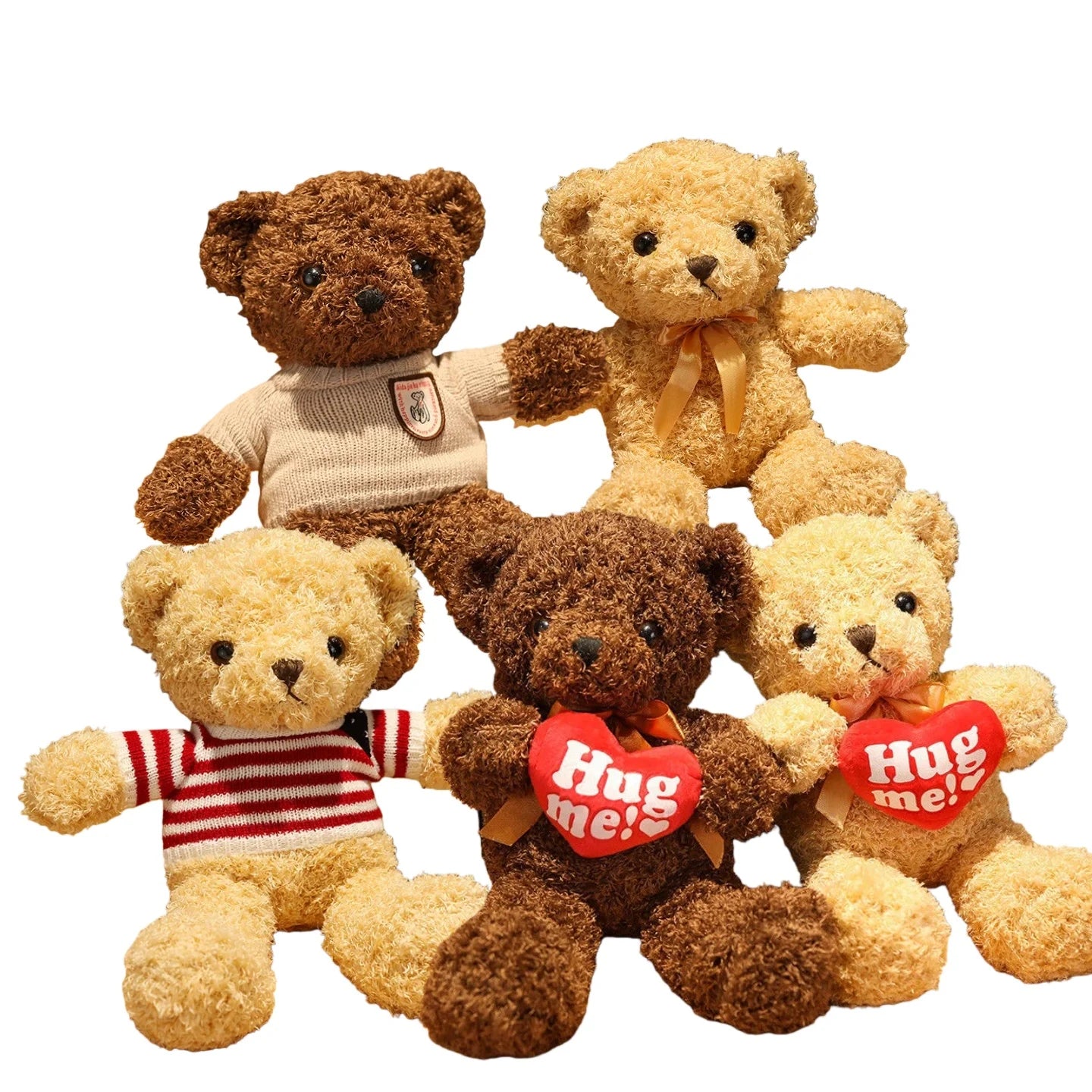 Cute Teddy Bear Plush Toy Stuffed  Animal Bear with Weater/Heart Soft Doll Kids Toys Birthday Gift