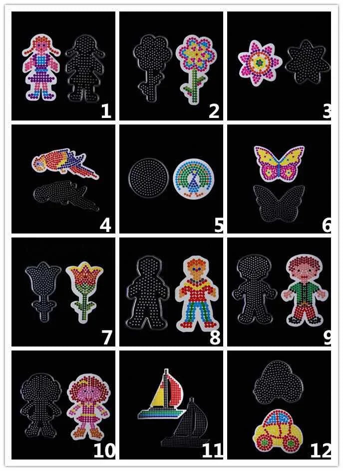 5mm Hama Beads Template with Color Paper Plastic Stencil Jigsaw Perler Puzzles Pixel Beads Diy Transparent Shape Puzzle Pegboard