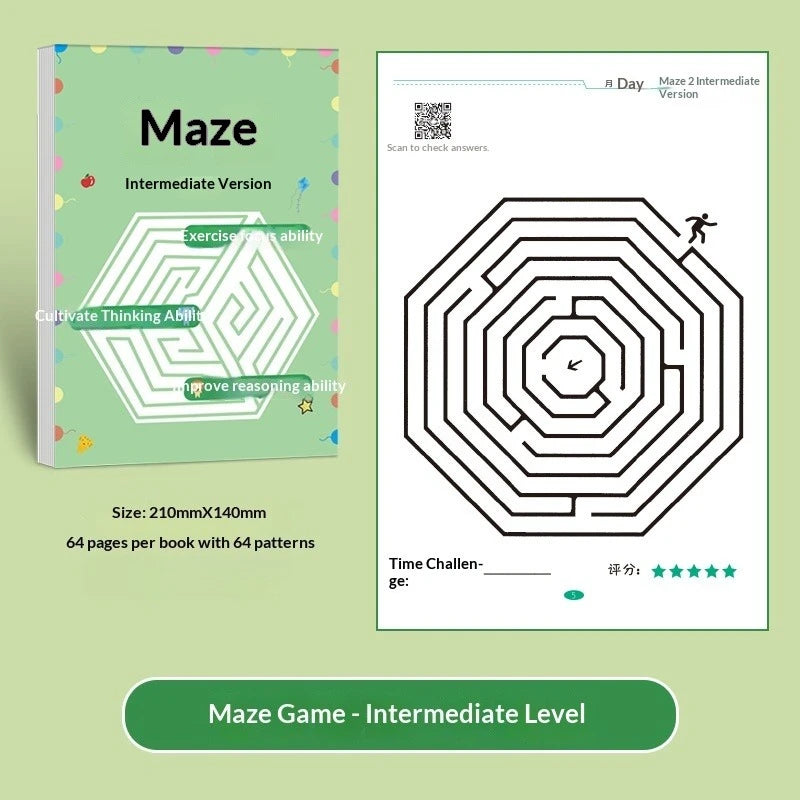 Enhancing Brain Maze Training Book - Attraction Concentration Puzzle for Adolescents Children Maze Game Book Student