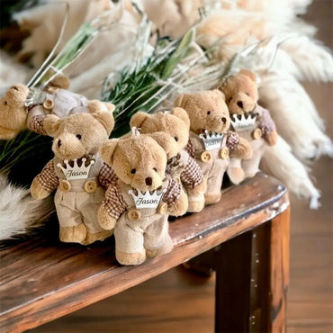 12-48Pcs Mini Joint Teddy Bear Stuffed Animal Plush Toys Wedding Gift Box Doll Toy for Birthday Cake Wedding Decor Party Favors