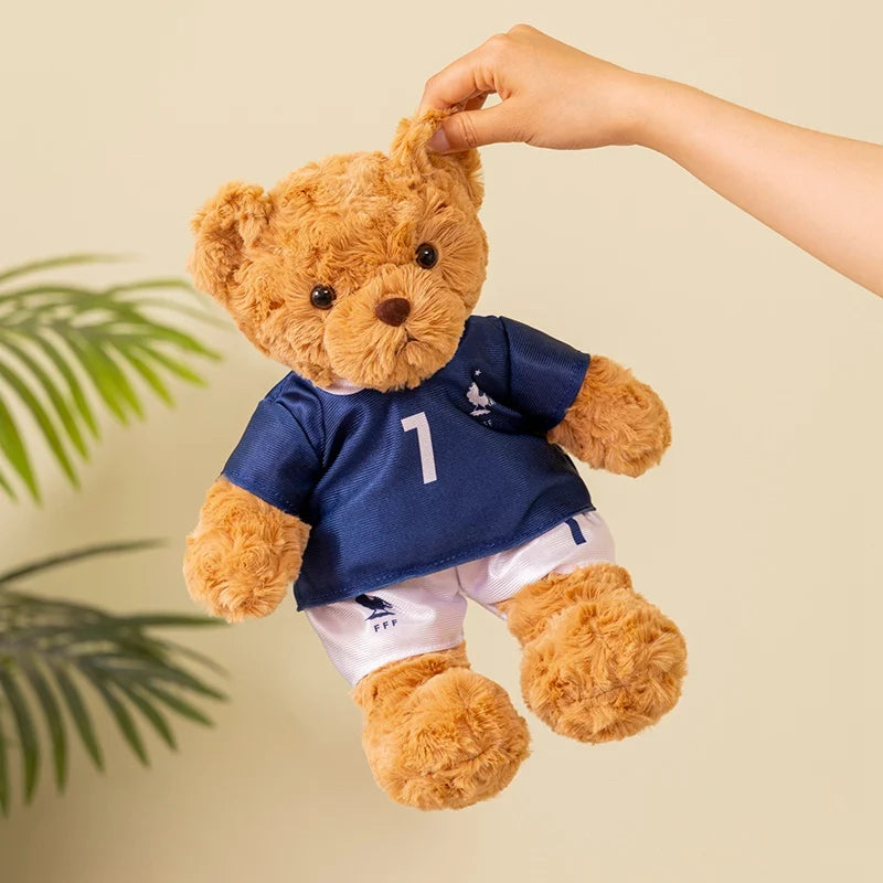 35cm Football Bear Plush Toy Cuddly Teddy Bear Soft  Stuffed Plush Animal Teddy Bear Doll Detachable jersey